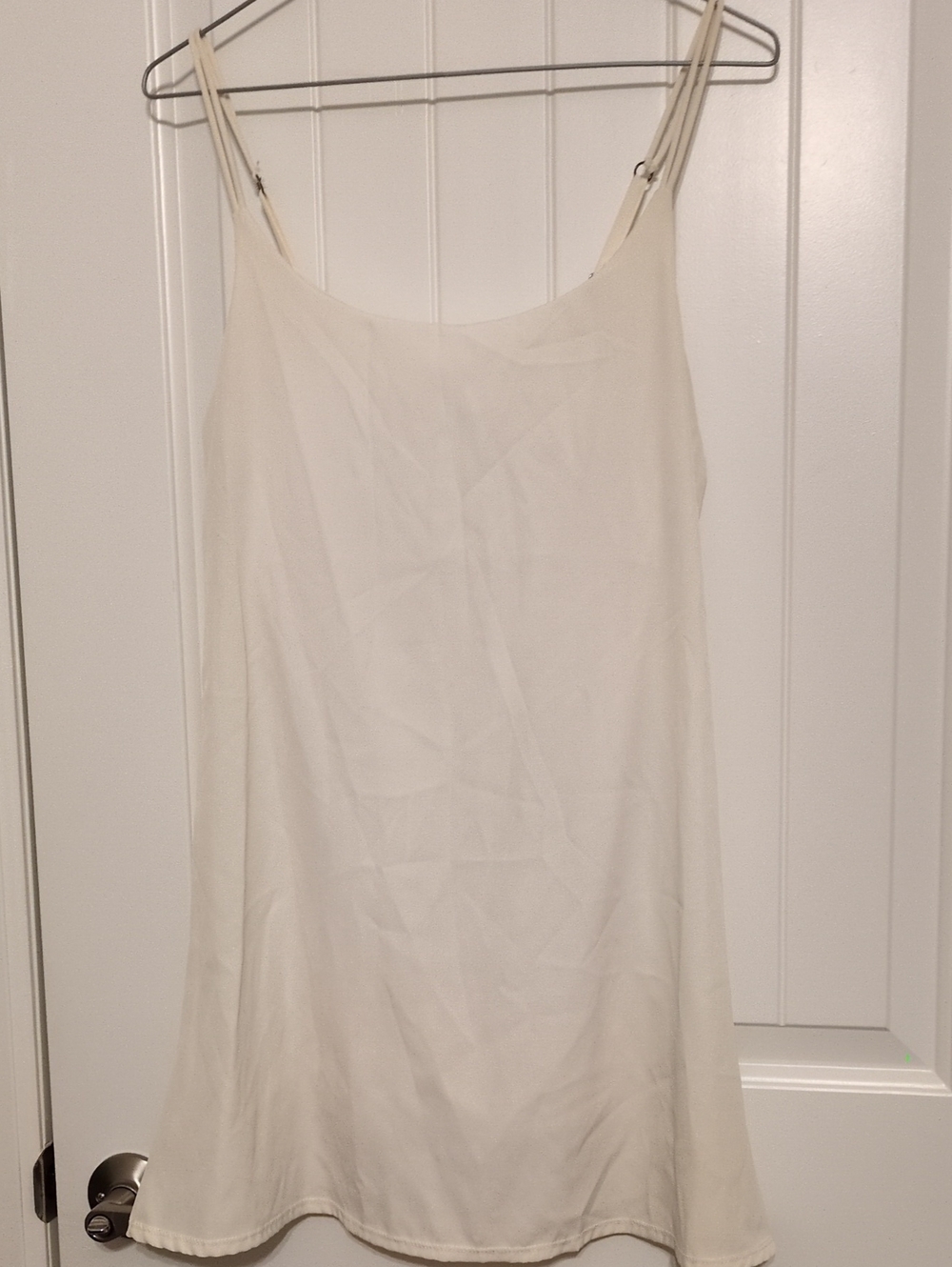 Women's Cream Slip Dress - Minimal Spaghetti Strap Top